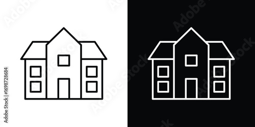 Real estate icons. Stroke line art icons