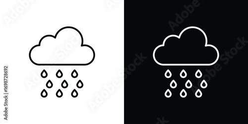 Rain icons. Stroke line art icons