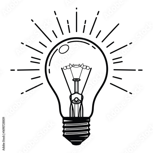 Bright idea symbol a hand drawn light bulb concept for innovation and creativity vector
