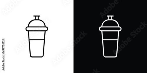 Protein shake icons. Stroke line art icons