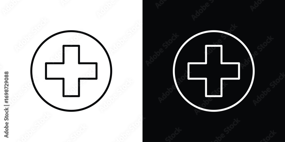 Fototapeta premium Plus icons. Stroke line art icons