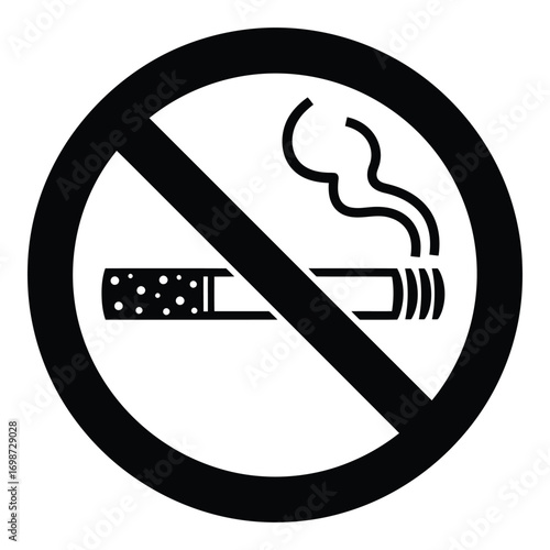 No smoking sign circle icon clearly indicating prohibition against cigarette use vector