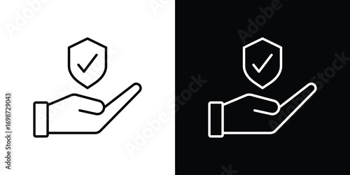 Policyholder icons. Stroke line art icons