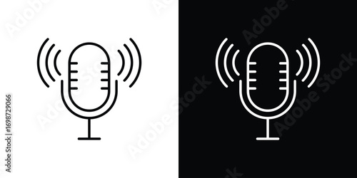 Podcast icons. Stroke line art icons