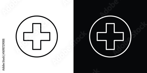 Plus icons. Stroke line art icons