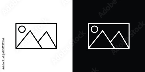 Picture icons. Stroke line art icons