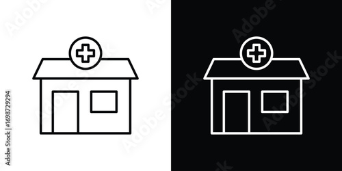 Pharmacy icons. Stroke line art icons