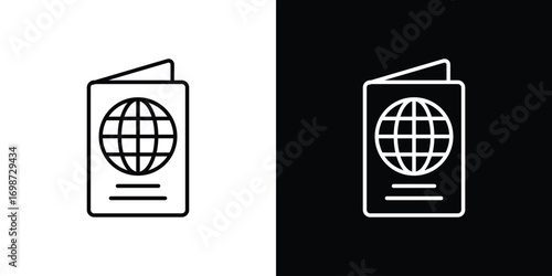 Passport icons. Stroke line art icons