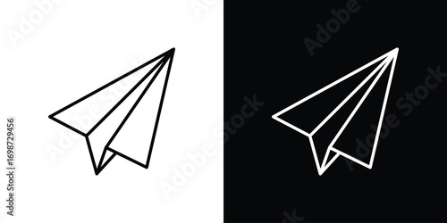 Paper plane icons. Stroke line art icons