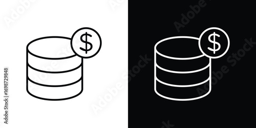 Money icons. Stroke line art icons