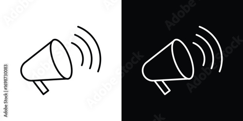 Megaphone icons. Stroke line art icons