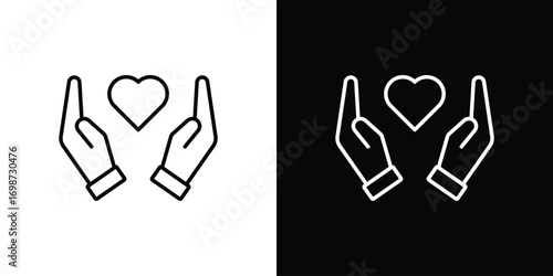 Life insurance icons. Stroke line art icons