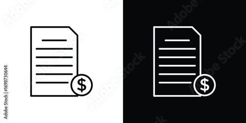 Invoice payment icons. Stroke line art icons