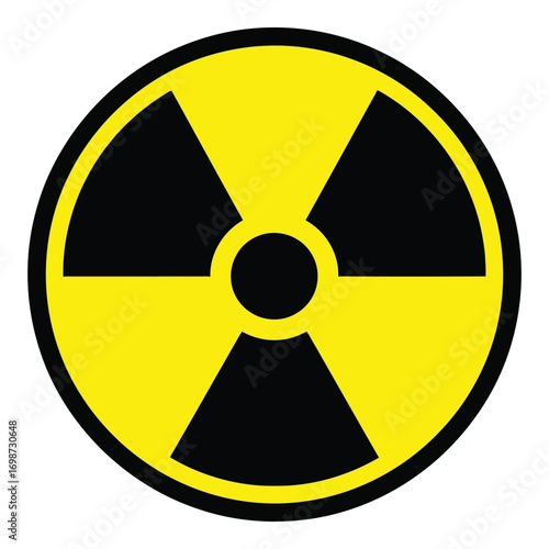 Cautionary radiation symbol bright yellow and black warning icon for nuclear hazard safety vector