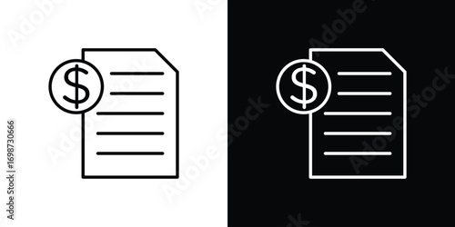 Invoice icons. Stroke line art icons