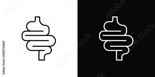 Intestines icons. Stroke line art icons