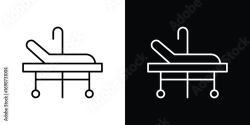 Hospital bed icons. Stroke line art icons