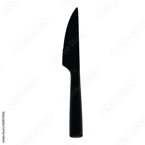 Modern black chef knife with sharp blade ready for culinary tasks vector