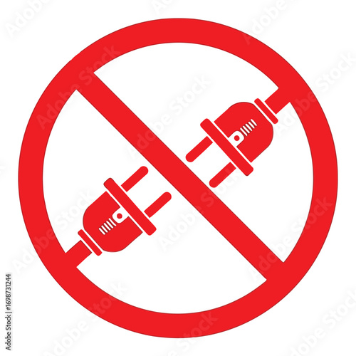 No electrical connection symbol red circle with slash over two plugs vector