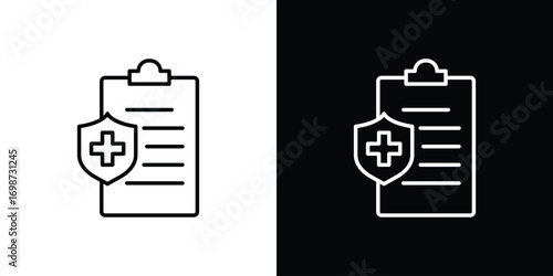 Health insurance icons. Stroke line art icons