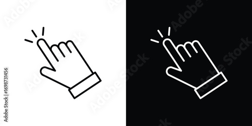 Hand click icons. Stroke line art icons