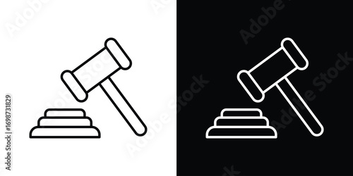 Gavel icons. Stroke line art icons