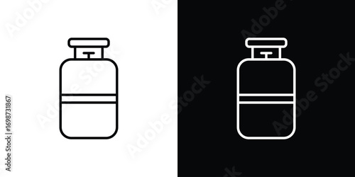 Gas cylinders icons. Stroke line art icons