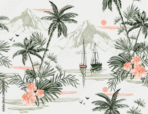 Classic Popular Flower Seamless pattern background - For easy making seamless pattern use it for filling any contours