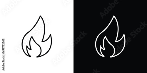 Fire icons. Stroke line art icons