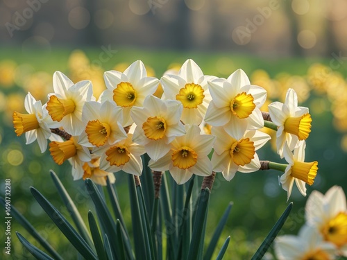Close-up of Daffodils in a Field