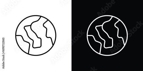 Earth icons. Stroke line art icons