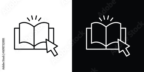 E-book icons. Stroke line art icons