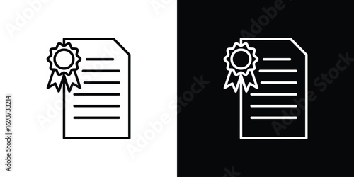 Diploma icons. Stroke line art icons