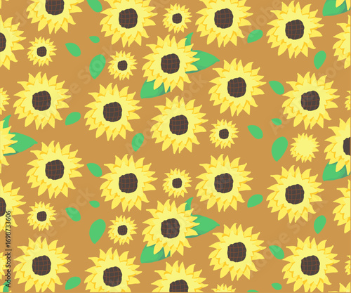 sunflower pattern vector drawing 