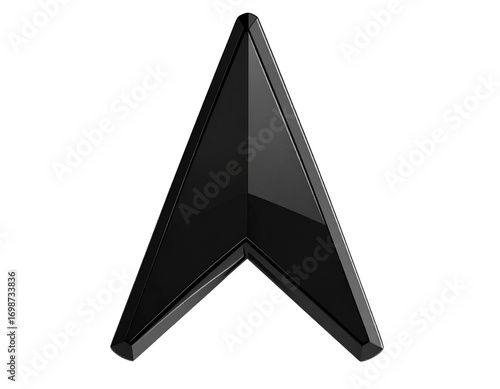  Bold Straight Black Arrow Cursor with Sharp Tip, Isolated on Transparent