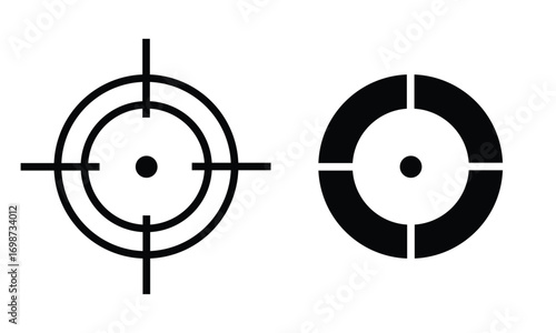 Target aim icon set vector. Sniper focus crosshair, bullseye, shooting mark, aim pointer, goal symbol collection.