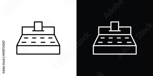 Cash register icons. Stroke line art icons