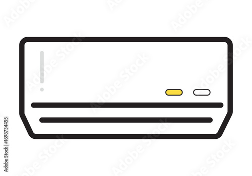 Air Conditioner Icon: Flat vector illustration of a cooling AC unit, symbol of temperature control, ventilation, heating, and home appliances.