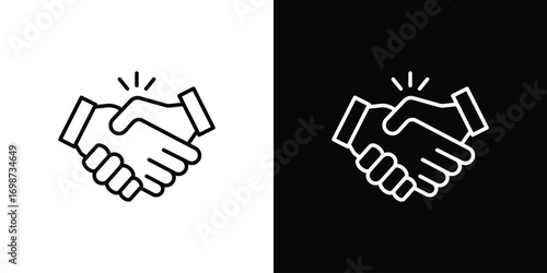 Business deal icons. Stroke line art icons