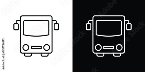 Bus icons. Stroke line art icons