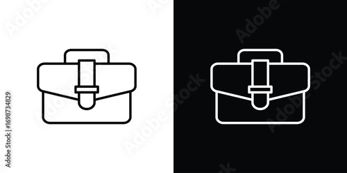 Briefcase icons. Stroke line art icons