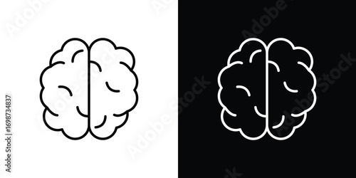 Brain icons. Stroke line art icons