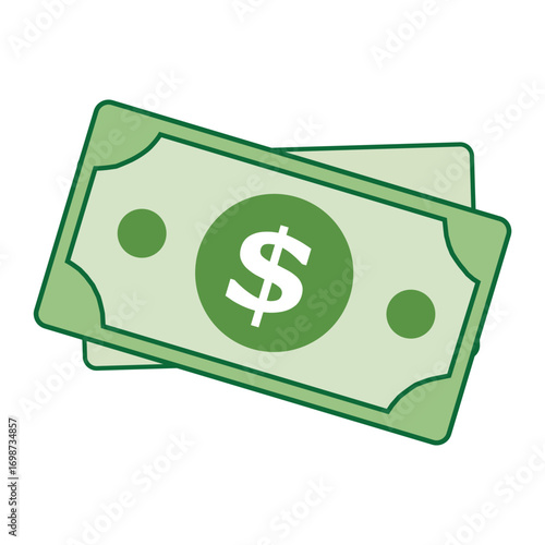 Green Currency: A visual representation of financial wealth and transactions, with two green currency notes, symbolizing economic value and monetary exchange.