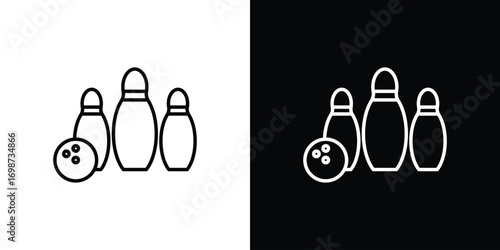Bowling icons. Stroke line art icons