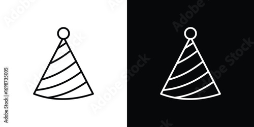 Birthday hat icons. Stroke line art icons