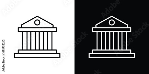 Bank icons. Stroke line art icons