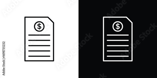 Bank statement icons. Stroke line art icons
