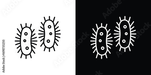 Bacteria icons. Stroke line art icons
