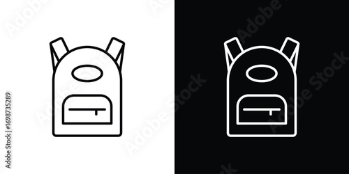 Backpack icons. Stroke line art icons