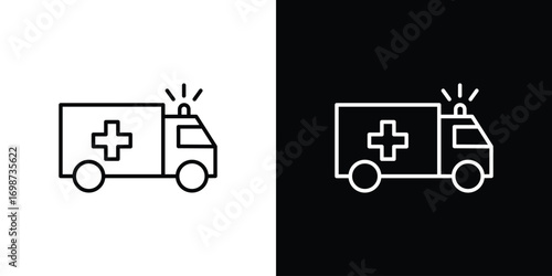 Ambulance icons. Stroke line art icons